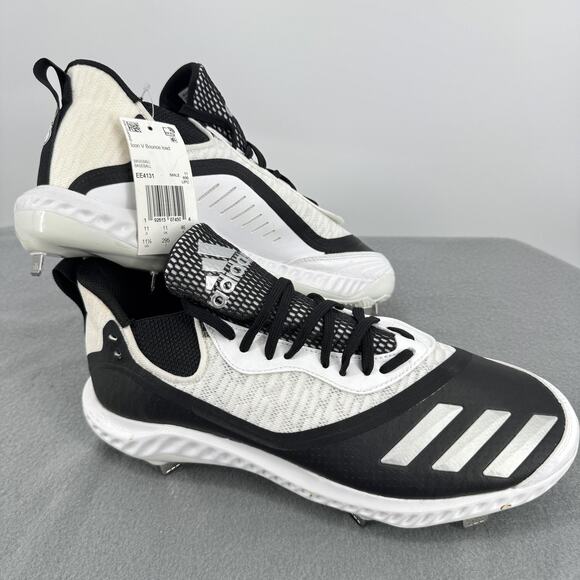 NWT Adidas Icon V Bounce Iced Metal Baseball Cleats Mens 11.5 Black White EE4131